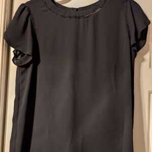 LOFT Black Blouse with Lace Detail